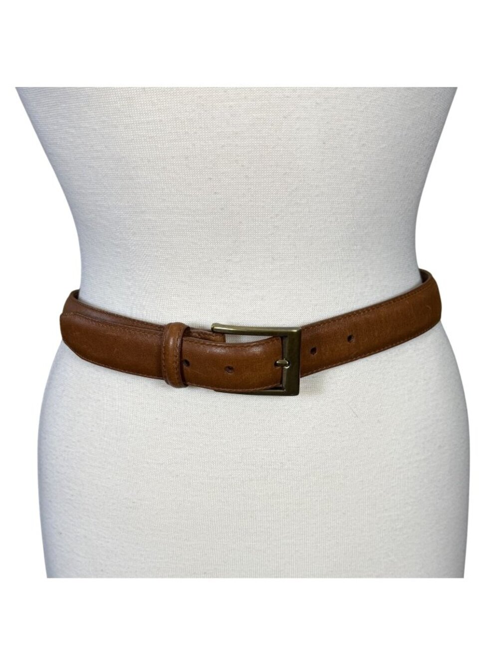 Classic LL Bean Full Grain Leather 1912 Jean Men's Brown Belt Brass Buckle 46